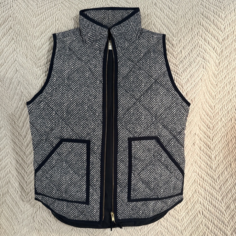 J. Crew Black and White Herringbone Vest